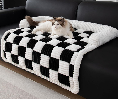 Luxury Eco-Friendly Thickened Square Fashion Checkered Design Pet Bed Mat