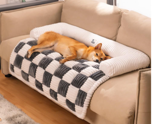 Luxury Eco-Friendly Thickened Square Fashion Checkered Design Pet Bed Mat